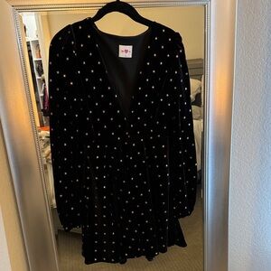 Buddy Love Black Long Sleeve Dress with Gold Stars